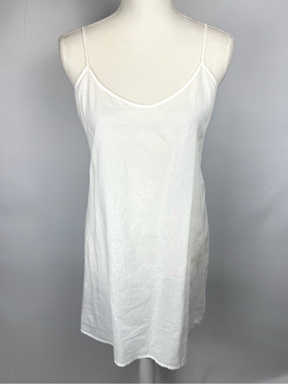 Juliet Dunn London White Cotton Slip Dress Chemise V-Neck Lightweight Small - Picture 4 of 11